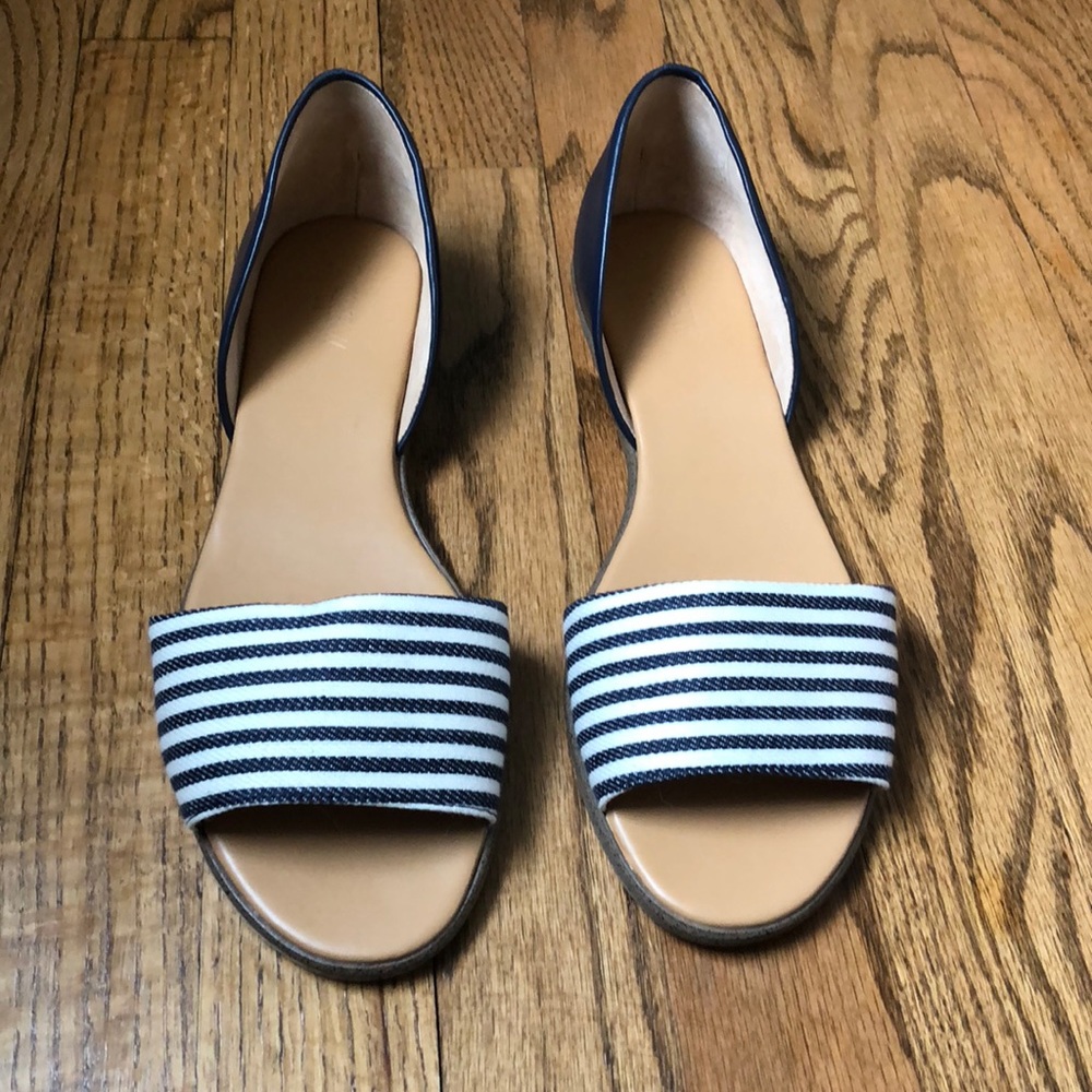 J Crew Striped Peep-Toe Flats